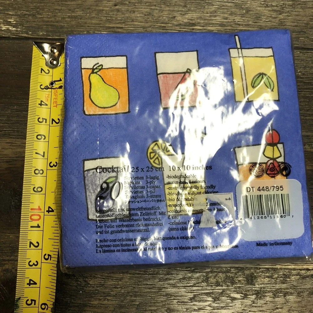 New Mikasa Paper Cocktail Napkins Summer Drinks Fruit Barbecue Party 20ct Sealed